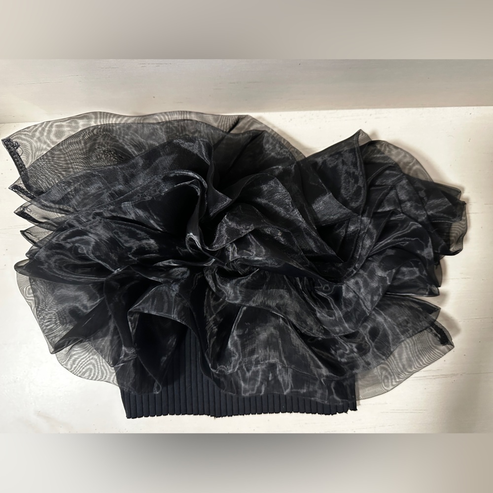 Zara Black Ribbed Ruffle Bandeau